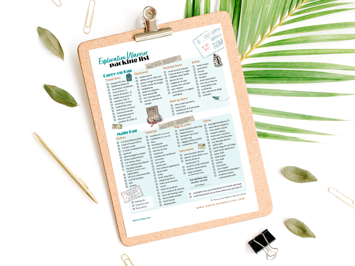 Downloadable packing list 